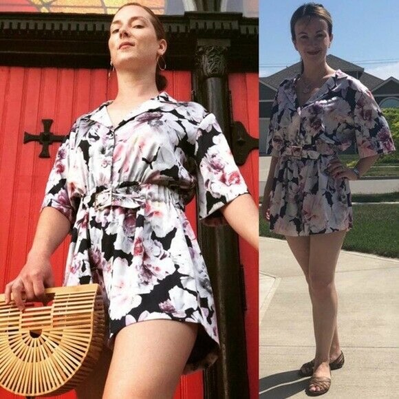 Cynthia Rowley Rose Floral Romper 12 Buckle Belt - Picture 5 of 13